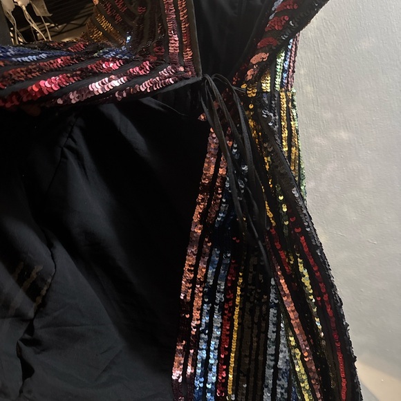Multicolor Sequin Striped Dress - Picture 3 of 4